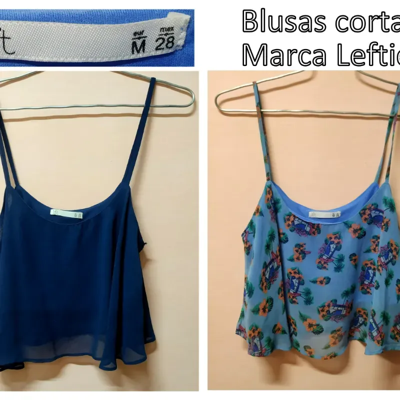 Blusas cortas de tirantes azules