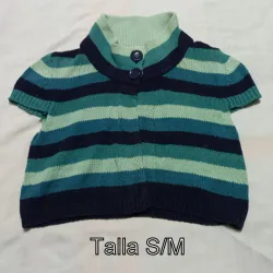 Chaleco corto tejido, azul de rayas