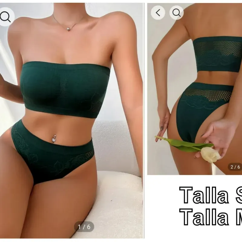 Conjunto de top y braga, verde, elastizado