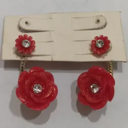 Aretes de Flores rojas 