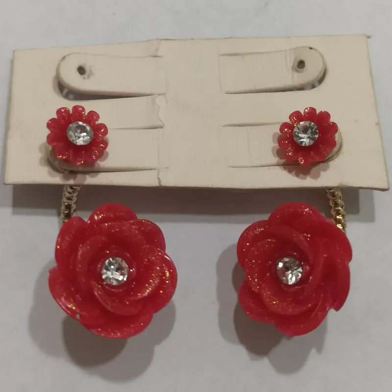 Aretes de Flores rojas 