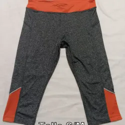  Licra deportiva a media rodilla gris y naranja. 