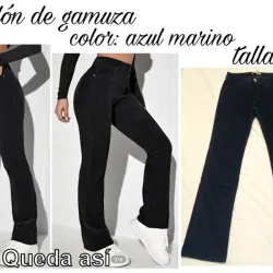  Pantalón azul marino de gamuza.  