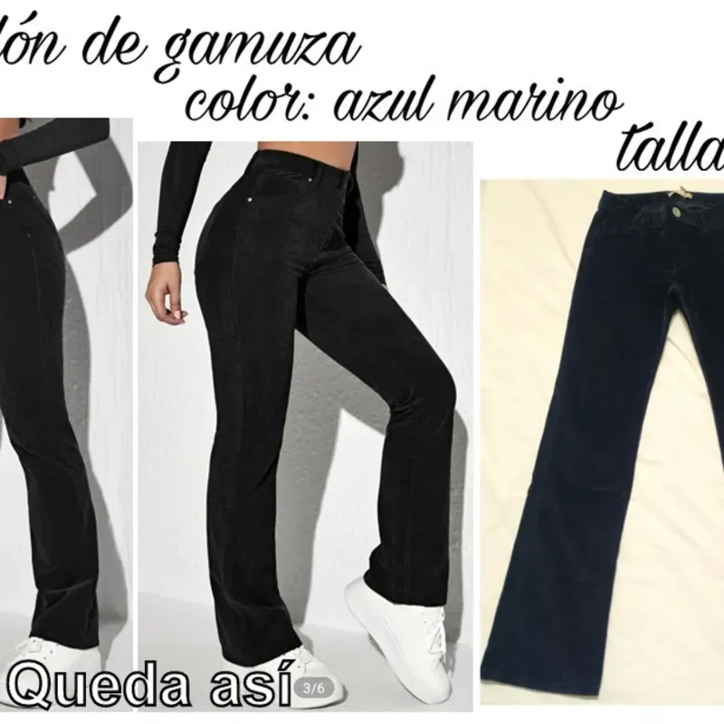  Pantalón azul marino de gamuza.  