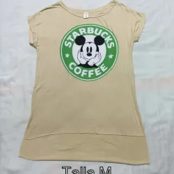 Pulover beige con mickey y starbucks. 
