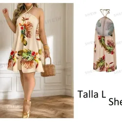 Vestido de flores beige