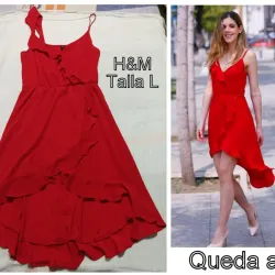 vestido desigual de tirantes y vuelo