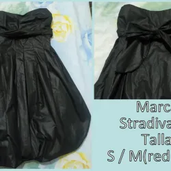 Vestido negro, con lazo, Stradivarius.
