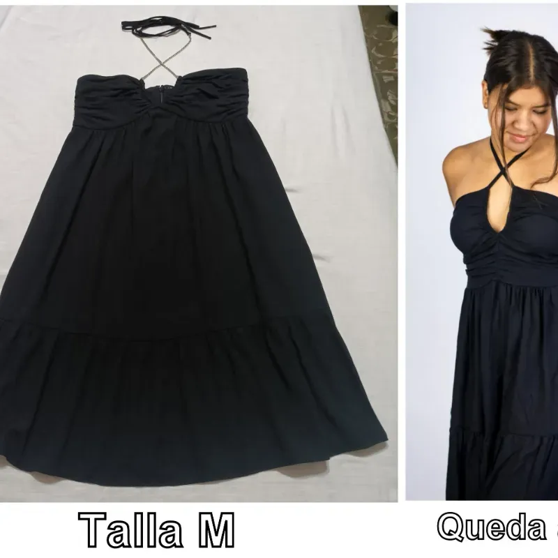 Vestido negro, con tirantes