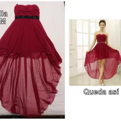 Vestido rojo vino de fiesta. 