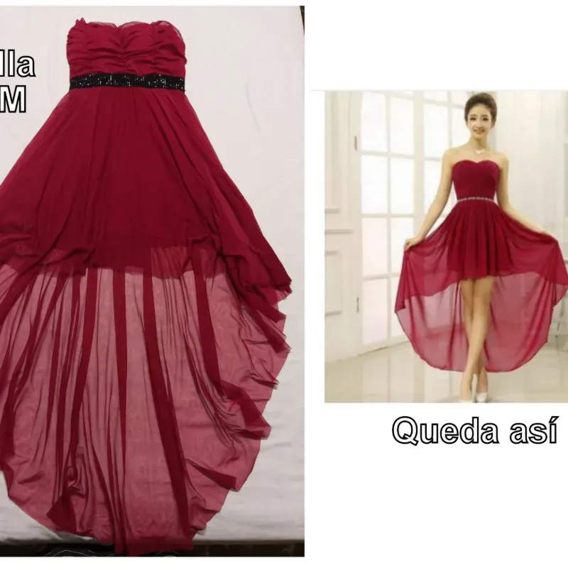 Vestido rojo vino de fiesta. 