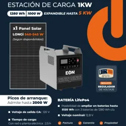 Estación de Energía EON 1000W | 1280Wh + Panel Solar LONGi