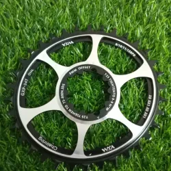 Monoplato ovalado (de tres tornillos) GXP para bielas SRAM y otros fabricantes compatibles con este montaje, de aluminio muy ligeros y de alta dureza, aneodizados, de 34 T