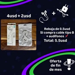 Audífonos + cable tipo B