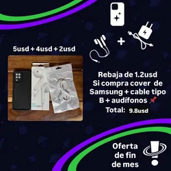 Cover Samsung + Audífonos + Cable tipo B