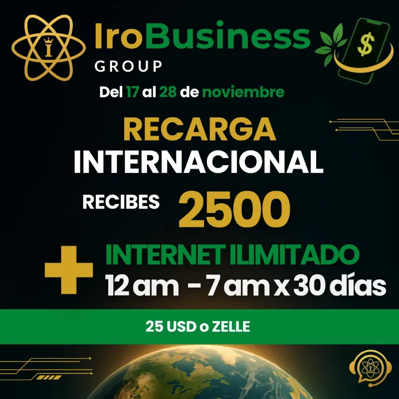Recarga internacional 2500 de saldo