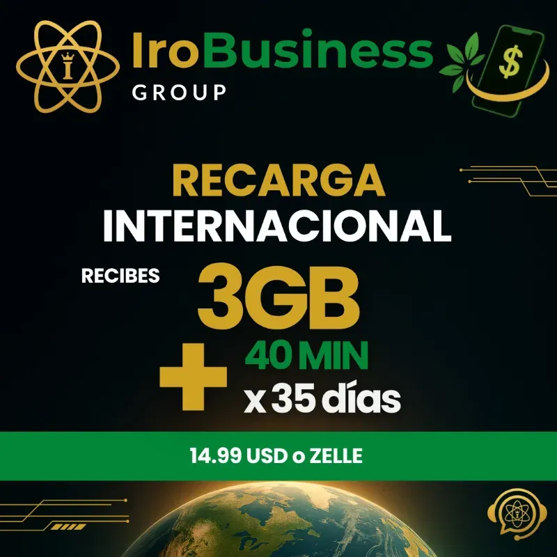 Recarga Internacional de 3GB 40MIN