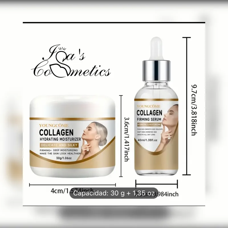Conjunto de serum 40 ml (1.35oz) y crema hidratante30g (1.06oz) de colágeno 