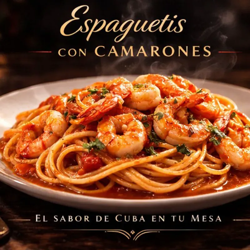Espaguetis con Camarones