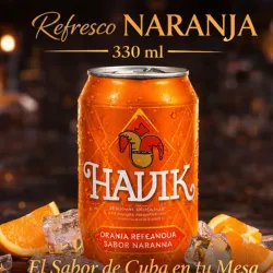 Refresco de lata de naranja