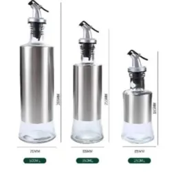  Botella con boquilla;  350ml; 350g;  Acero inoxidable con vidrio  1pc/caja
