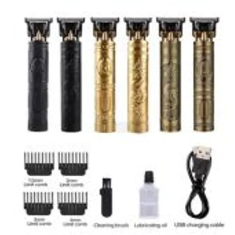  Cortadora de cabello  15 cm, 62 g, ABS, tiempo de descarga: 30  minutos, capacidad de la batería: 400 mAh,  motor: 130, potencia / voltaje: 3 w / 3,7 v, dragón  largo dorado / cabeza de Buda, modelo de  batería: 14500, cabeza de cuchillo de acero  Caja de color 1Set
