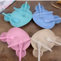 cubierto infantil； 19.7*17cm ； verde/rosado/azul/marfil
