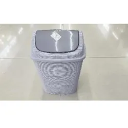 Cubo de basura cuadrado plástico con tapa  giratoria,  color mixto, 26 * 23 * 41cm, 595g