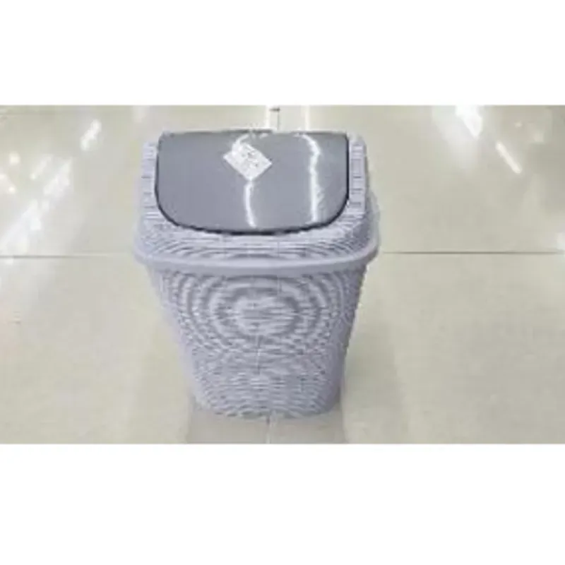 Cubo de basura cuadrado plástico con tapa  giratoria,  color mixto, 26 * 23 * 41cm, 595g