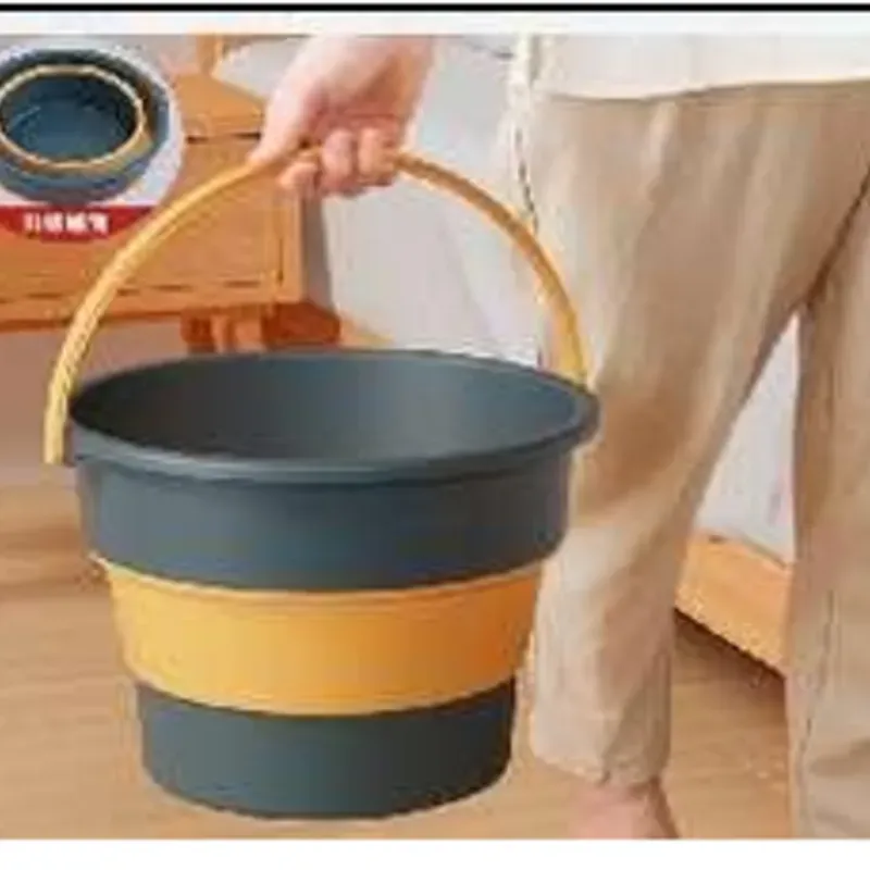  Cubo plegable,10L  caucho+ plástico,18,5 * 24,5 * 27,5,  350g, azul  oscuro, verde claro, polvo poco profundo, gris  blanco