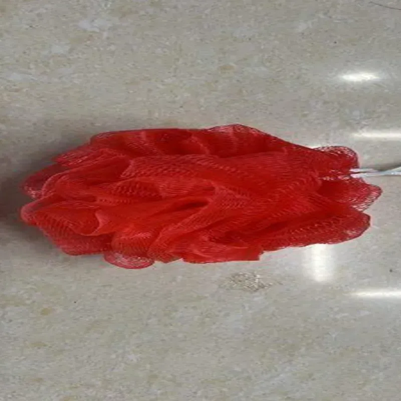  esponja redonda de baño con asa  25 gramos, red gruesa, mezcla de 5 - 6 colores,  12pzas /bols plástica