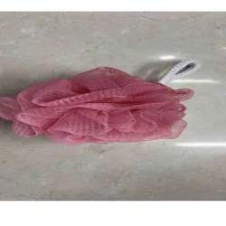 esponja redonda de baño con asa ,  30G, malla fina, mezcla de 5-6 colores,  12 piezas / opp