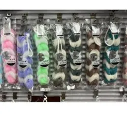  Esponjas trenzadas para bañarse，80 gramos,  color claro 4 colores mezclados,  1 pza /bolsa plástica.