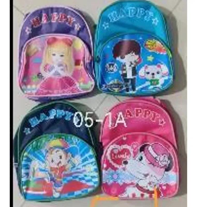  Mochilas con bolsillo delantero  y dibujo de muñecos animados.  10 pulgadas, materiales de  nylon, 25 × 22,5 × 10 cm;  1U / bolsa plástica 