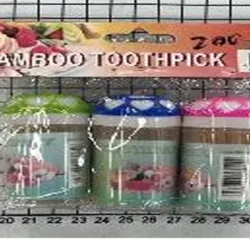  Palillos de bambú para dientes con recipiente  plástico,  85 palitos, 6,3 cm x2mm