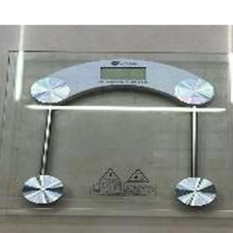 Pesa electrónica de cristal  transparente  max180kg, d = 0,1 kg, 30 cm,vidrio y hierro  sin pila