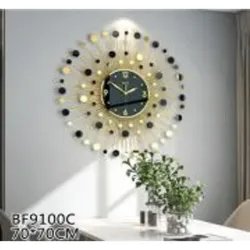  RELOJ DE PARED  70*70CM,HIERRO  1UNIDAD/CAJA AMARILLA