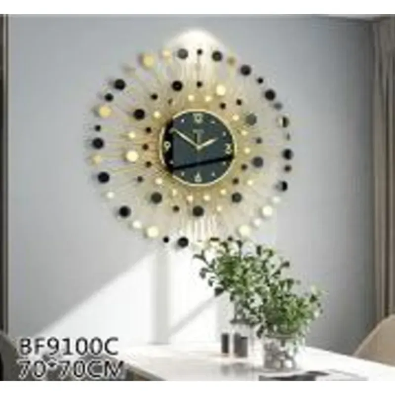  RELOJ DE PARED  70*70CM,HIERRO  1UNIDAD/CAJA AMARILLA