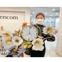  RELOJ DE PARED  93*48CM,HIERRO  1UNIDAD/CAJA AMARILLA