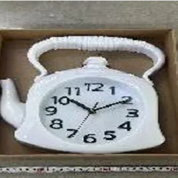  Reloj de pared con forma de tetera de plástico,  29x25 cm, color mixto,  Caja de cartón 