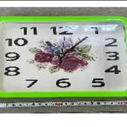  Reloj de pared cuadrado plástico, con diseño de  frutas,  23 cm, color mixto,  Caja de cartón 