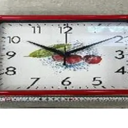  Reloj de pared cuadrado plástico con diseño de  frutas,  25 cm, color mixto,  Caja de cartón 