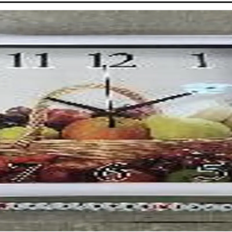  Reloj de pared cuadrado plástico con diseño de  frutas,  28 cm, color mixto, patrón mixto,  Caja de cartón 