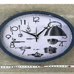  Reloj de pared redondo plástico, diseño de  cocina,  30 cm,color mixto