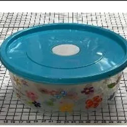 Set de 3 pozuelos con tapas plásticos,  para  microwave, redondos con diseño floral, 18*8,5  cm,190g