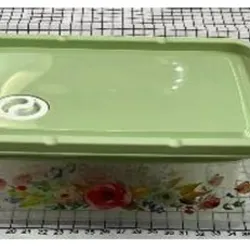 Set de 4 pozuelos con tapas plásticos  rectangulares,  para microwave, transparente con  diseño de flores, 21*15,5*8,5cm,230g