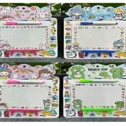 SET DE PAPELERIA POR 3;  MORADO*90SET， VERDE*90SET， ROSADO*90SET， CELESTE*90SET  1 TABLERO DE DIBUJO DE  PAPEL ， 1SOPORTE  PLÁSTICO，1 PLUMA DE  ACUARELA  PLÁSTICO  3UNIDADES/SET/BLISTER， 12SET/BOLSITA*30BOLSITA