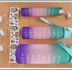 Set de Pomos de Agua plástico, incluye pomo  grande 2000ml, pomo mediano 1000ml, pomo  pequeño 500ml,  color mixto 