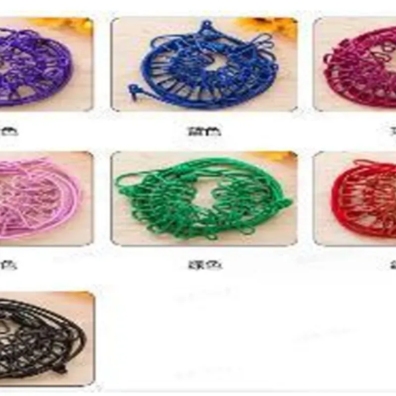  Tendedera con cuerda y palitos de tender  plástico  Clip: 5,5x1,8 cm;  179g; Mezcla de colores; 185,2  cm de largo;  1 pza /bolsa plástica. 