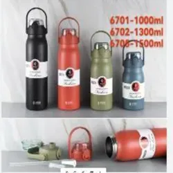  Termos de acero inoxidable,  interior: 304 acero inoxidable, exterior: 201 acero  inoxidable, 1.3L(en realidad 90%), colores  mezclados: negro, rojo, verde, azul,  1u/caja de color